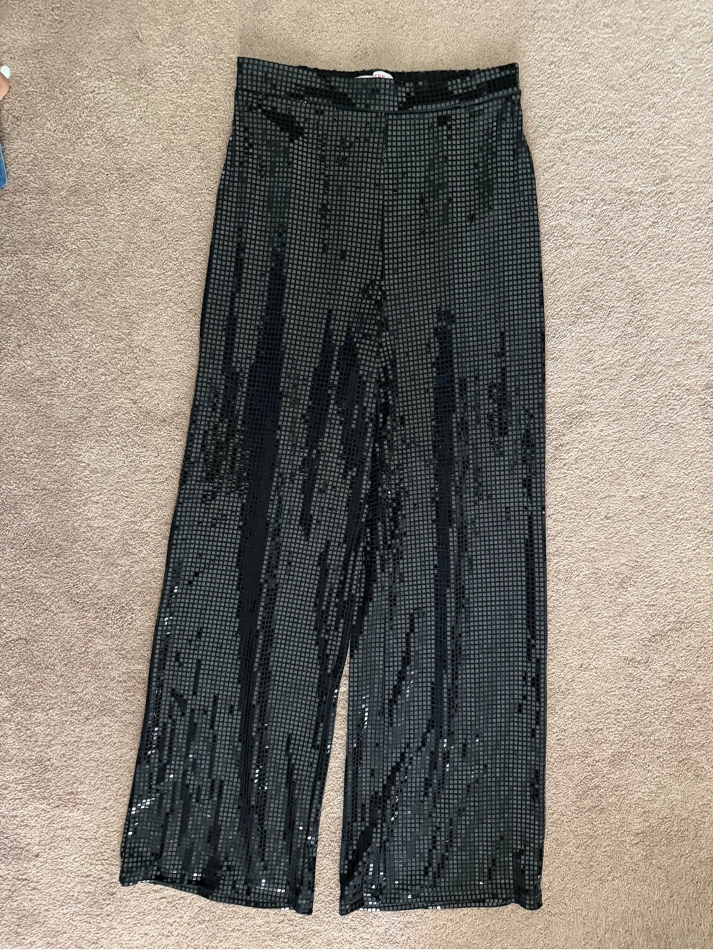 southern fried chics black sequin soft wide leg pants